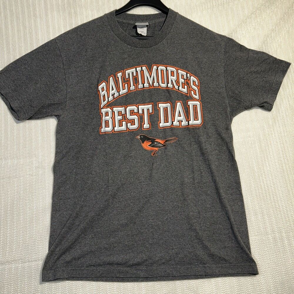Men's XL Baltimore orioles Baltimores Best Dad Distressed Gray Vintage T Shirt